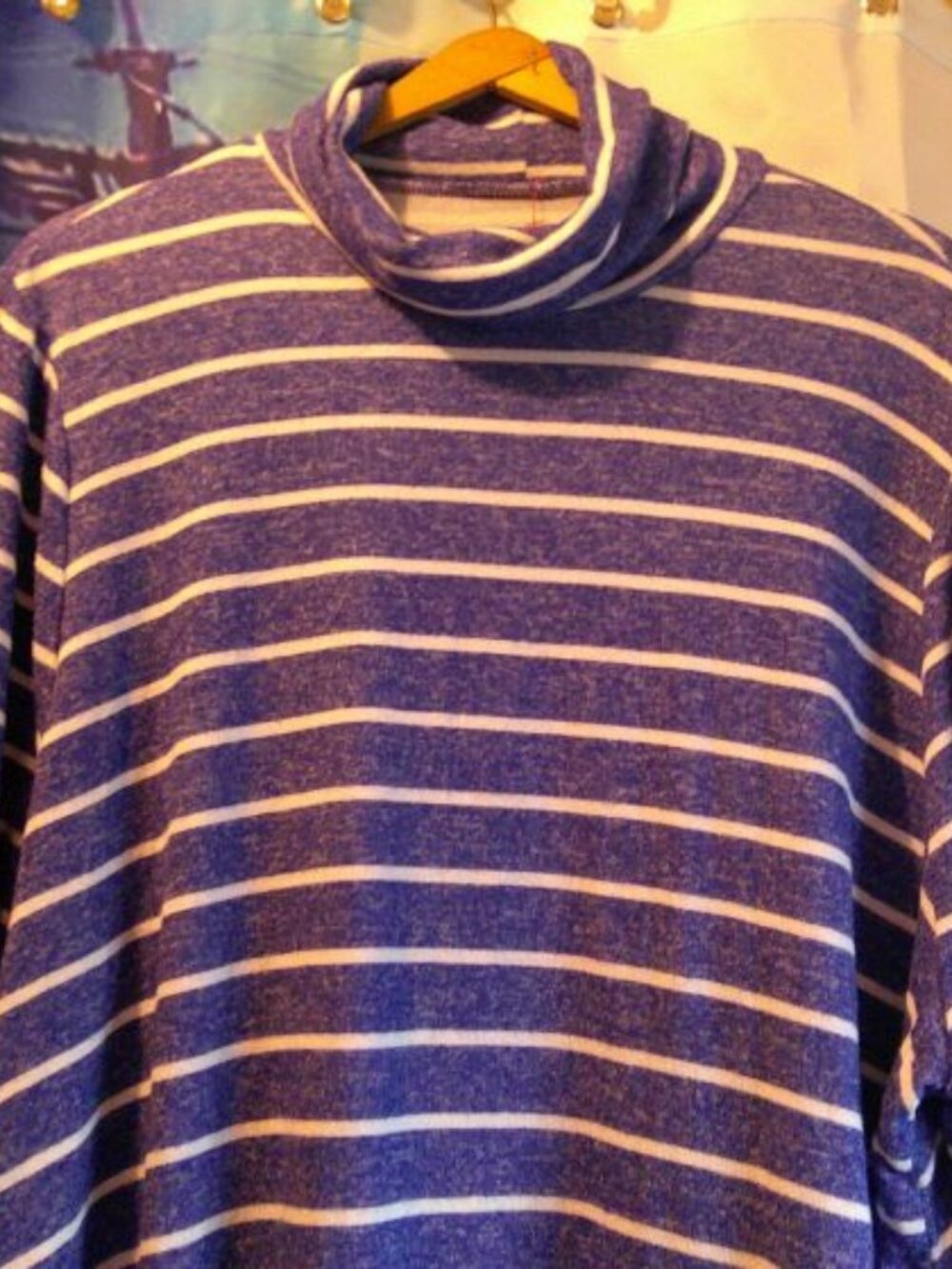 LANE BRYANT Super-Soft Long Sleeve Turtleneck Tunic Blue Violet Stripes Sz 18/20